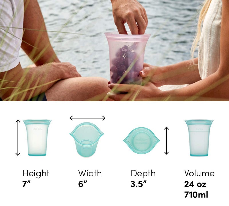 Zip Top Reusable Food Storage Bags | Large Cup [Gray] | Silicone Meal Prep Container | Microwave, Dishwasher and Freezer Safe | Made in the USA - Image 4